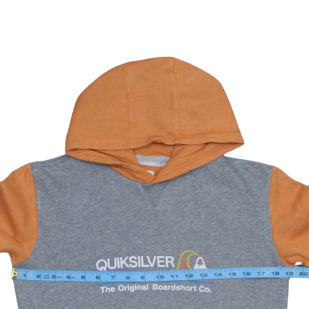 Quiksilver Boys Grey Orange Pullover Hoodie Sweatshirt Size 18-19 Years