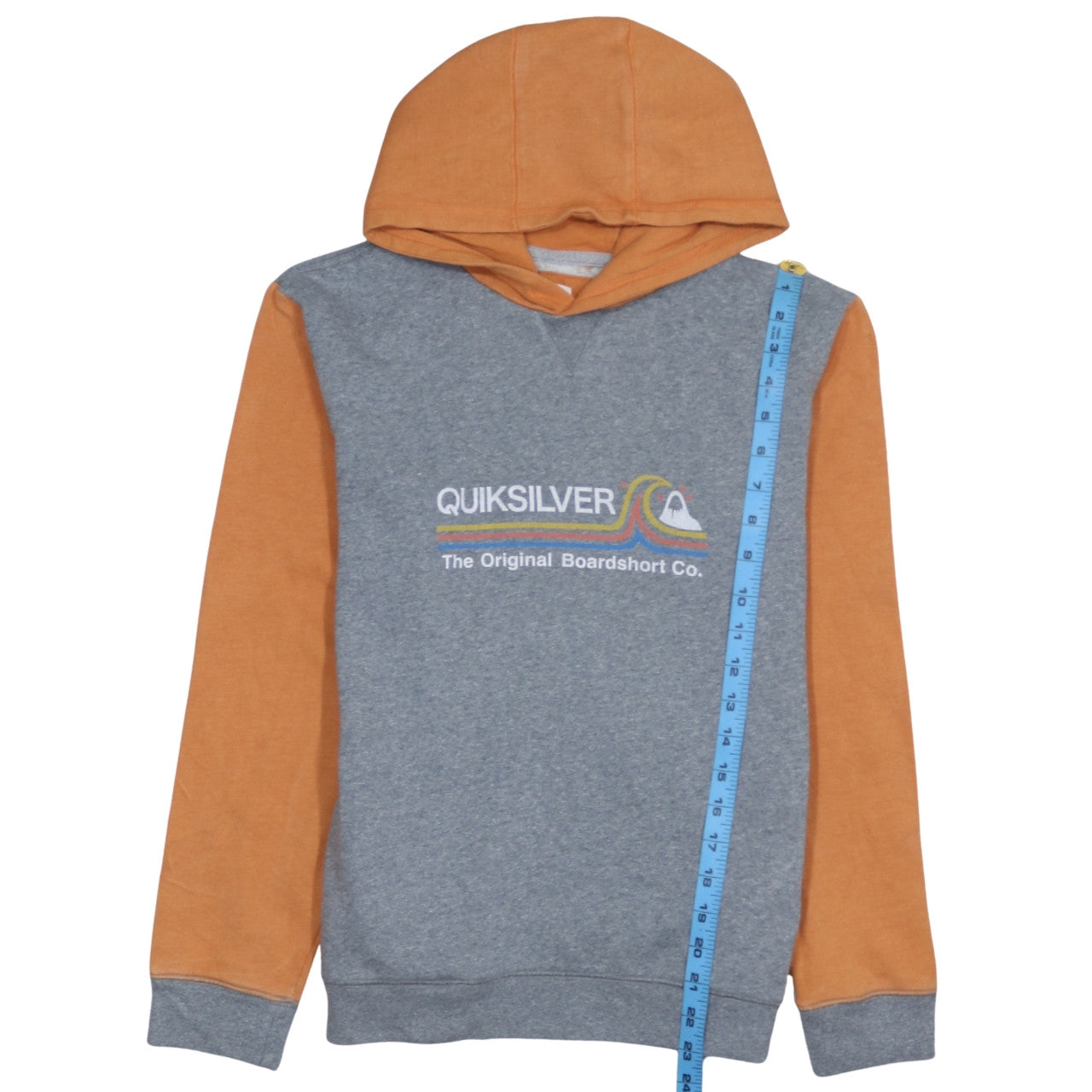 Quiksilver Boys Grey Orange Pullover Hoodie Sweatshirt Size 18-19 Years