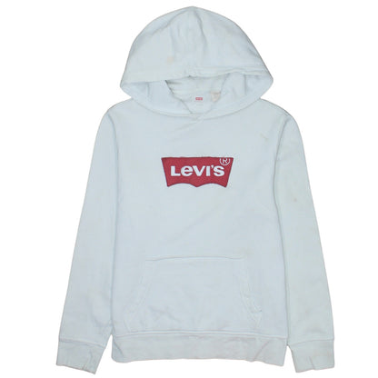 Levi's Womens White Small Logo Pullover Hoodie Sweatshirt