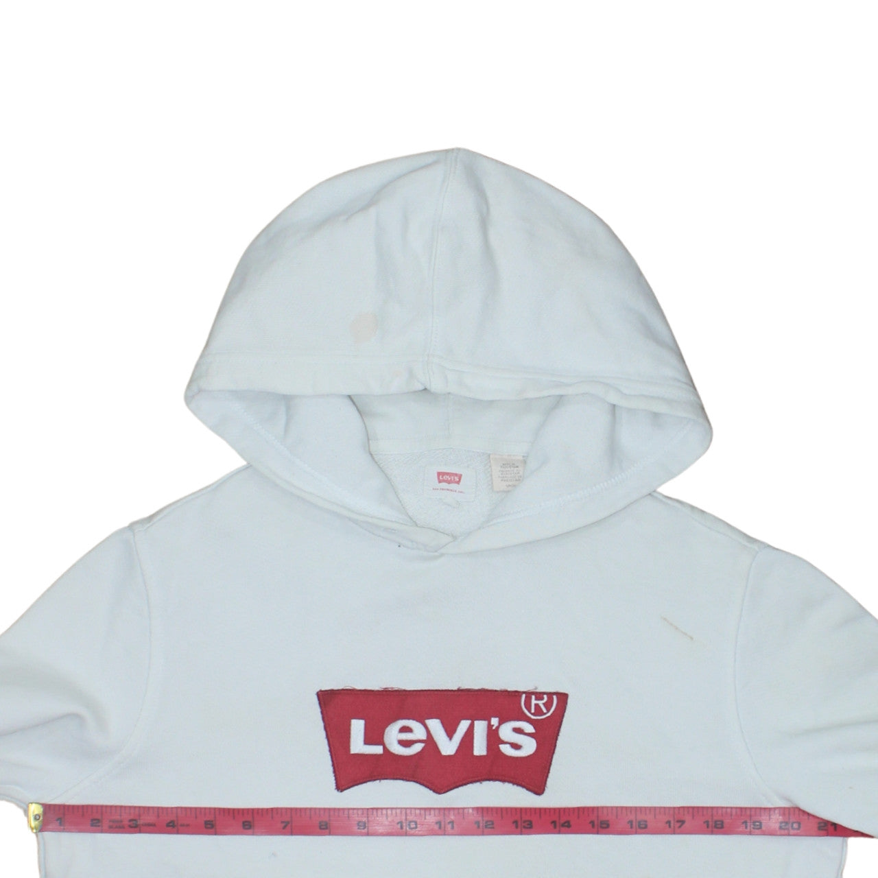 Levi's Womens White Small Logo Pullover Hoodie Sweatshirt