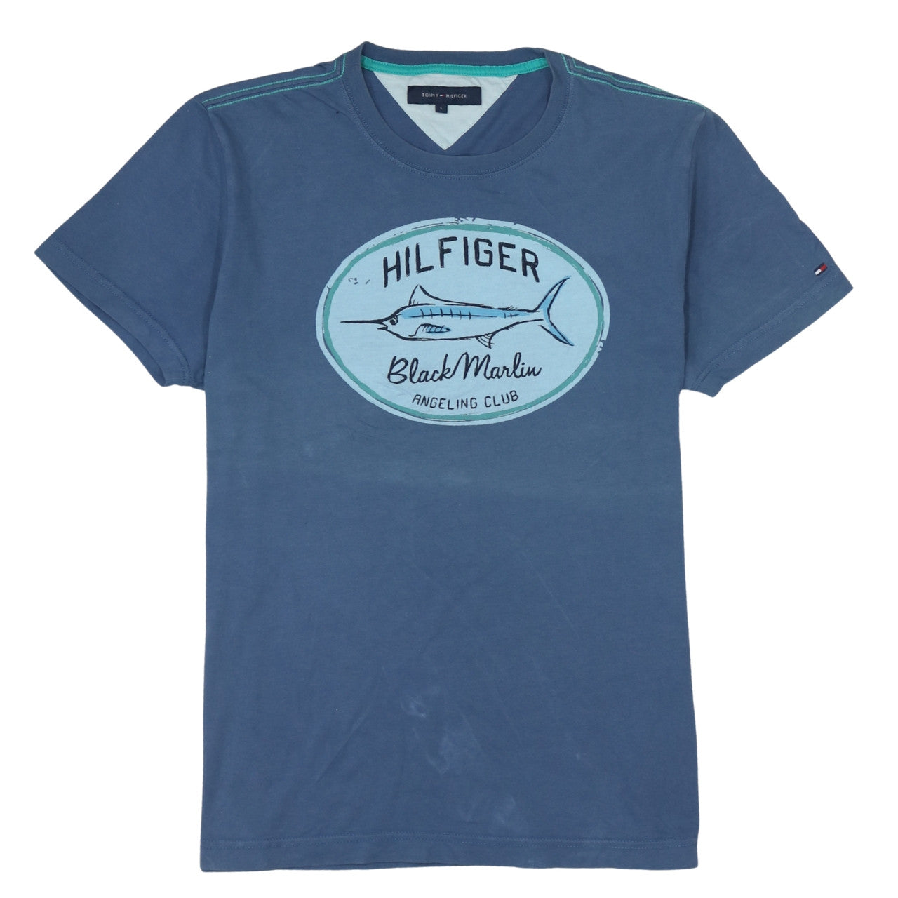 Tommy Hilfiger Men’s Blue Graphic Print Crew Neck Cotton T-Shirt M
