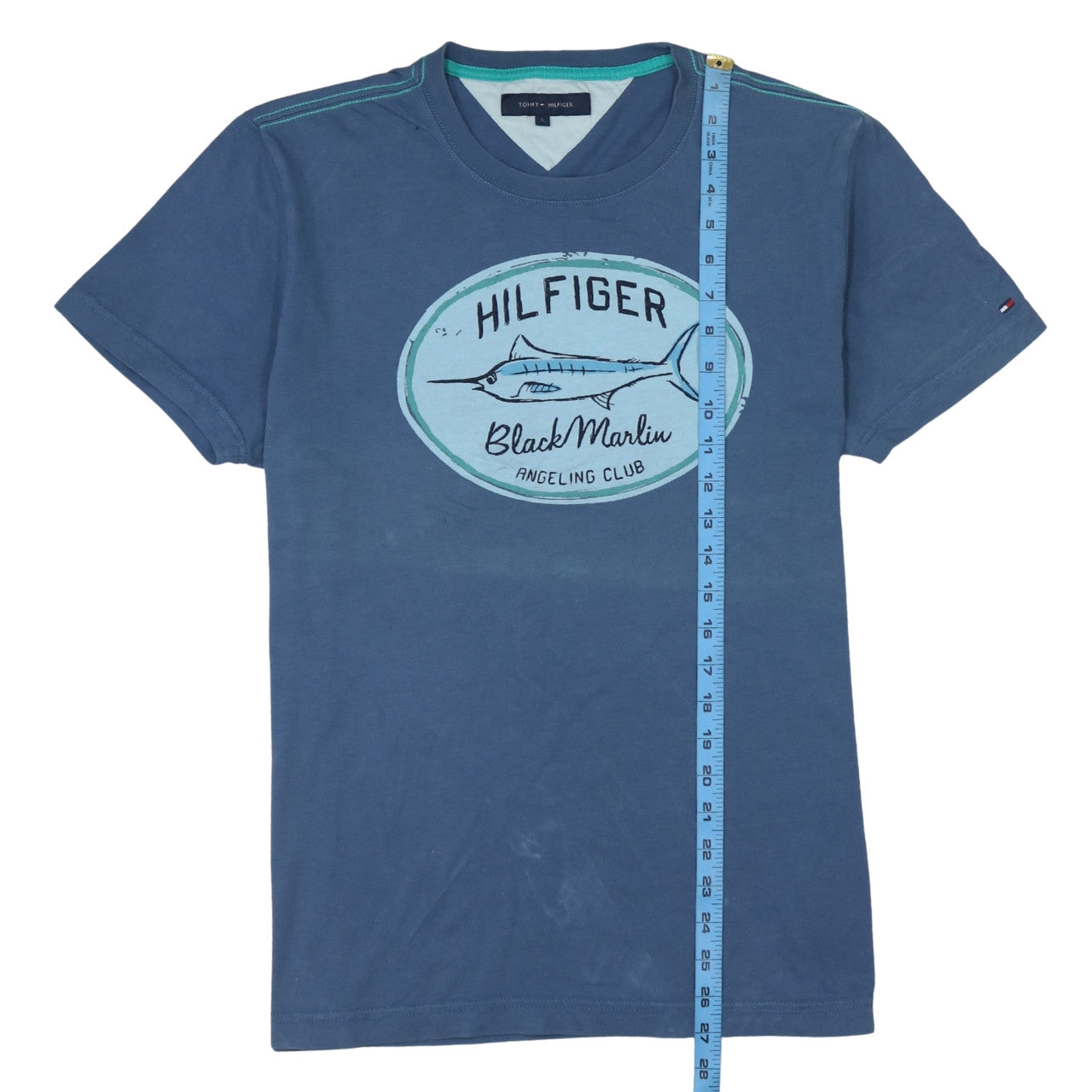 Tommy Hilfiger Men’s Blue Graphic Print Crew Neck Cotton T-Shirt M