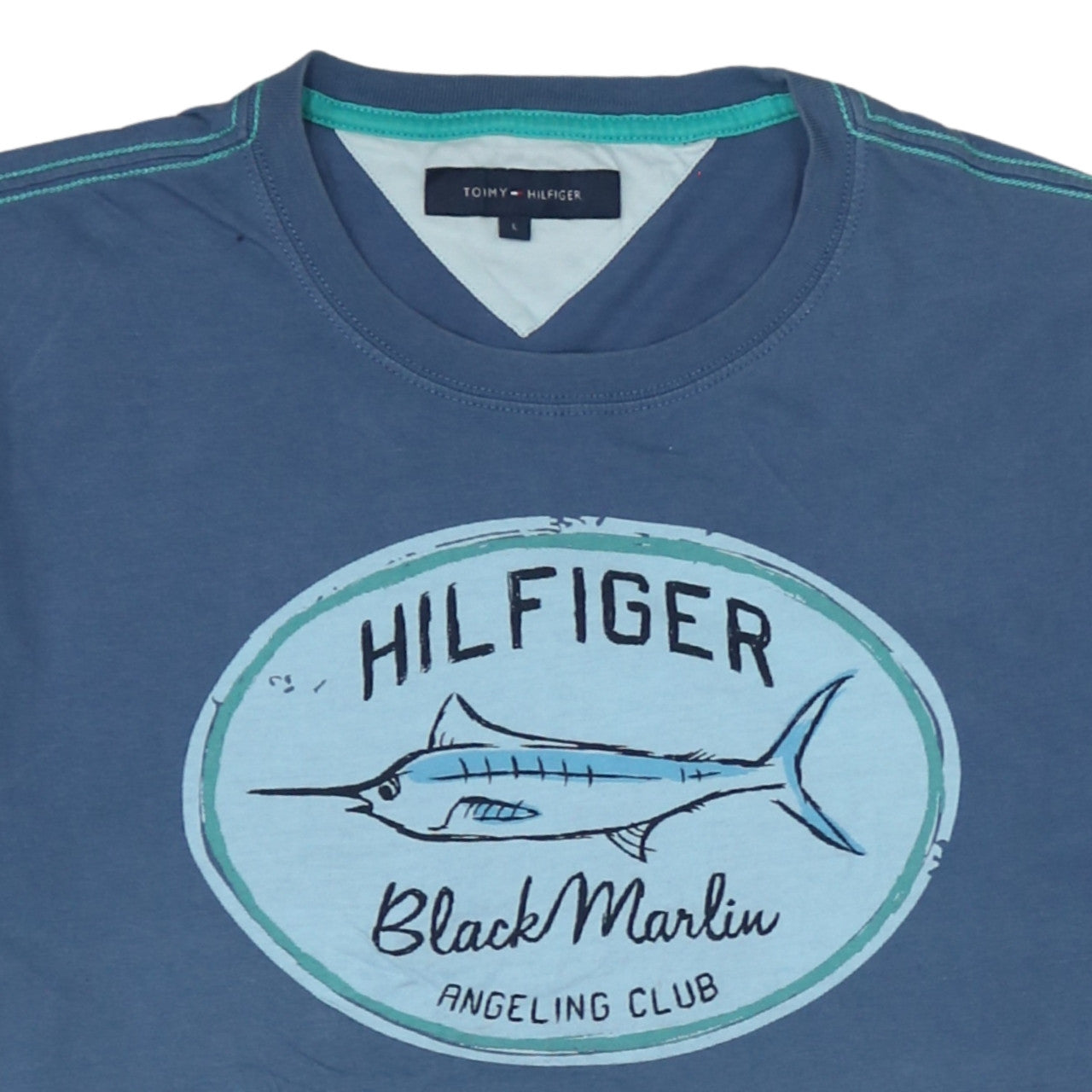 Tommy Hilfiger Men’s Blue Graphic Print Crew Neck Cotton T-Shirt M