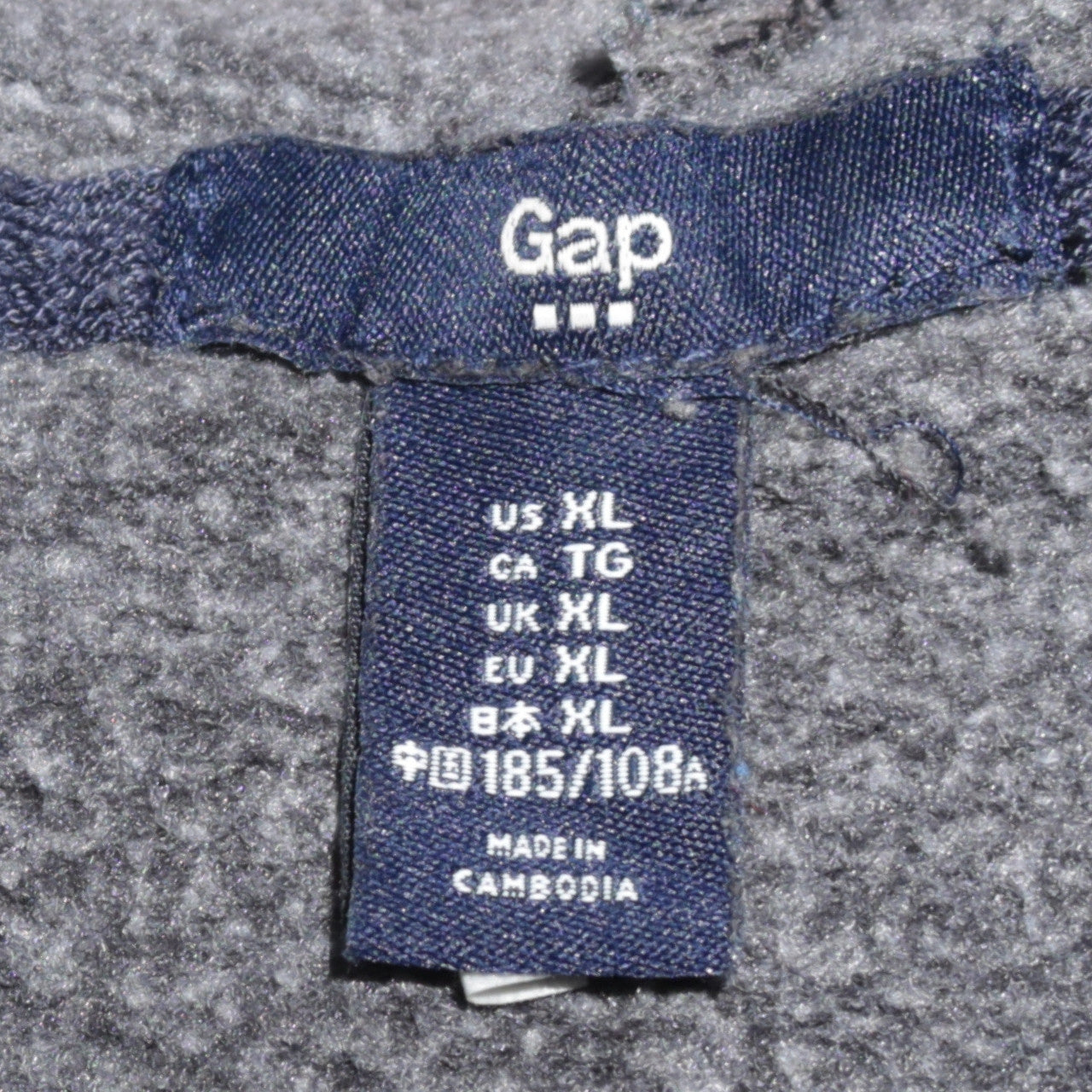 GAP Men’s Grey Full Zip Fleece Hoodie XL Regular Fit Logo Style