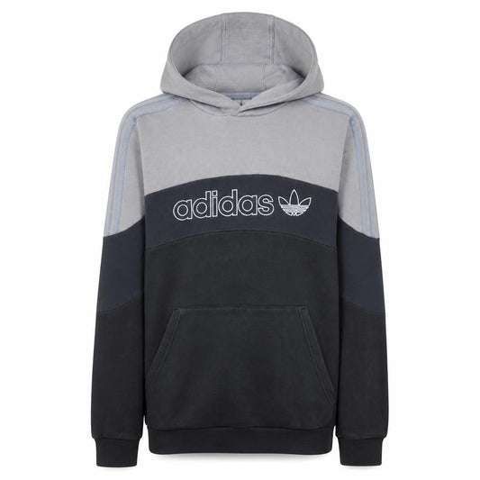Adidas Boys Grey Colourblock Pullover Hoodie 15-16 Years Logo Fleece