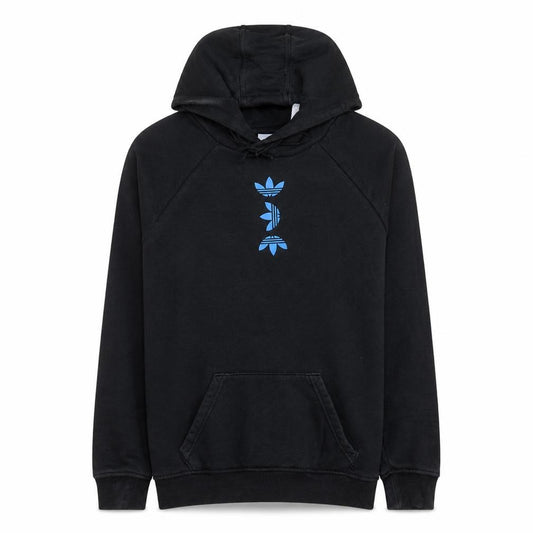 Adidas Women's Black Pullover Hoodie Small Blue Logo Graphic Cotton Blend