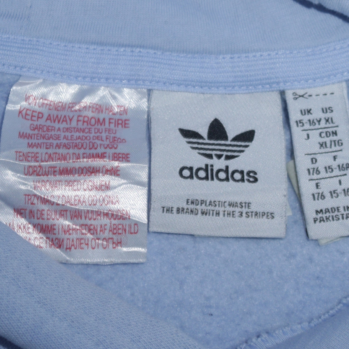 adidas Girls Blue Colourblock Pullover Hoodie Size 15-16 Years