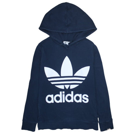 Adidas Womens Navy Blue Hooded Pullover Sweatshirt Size 12