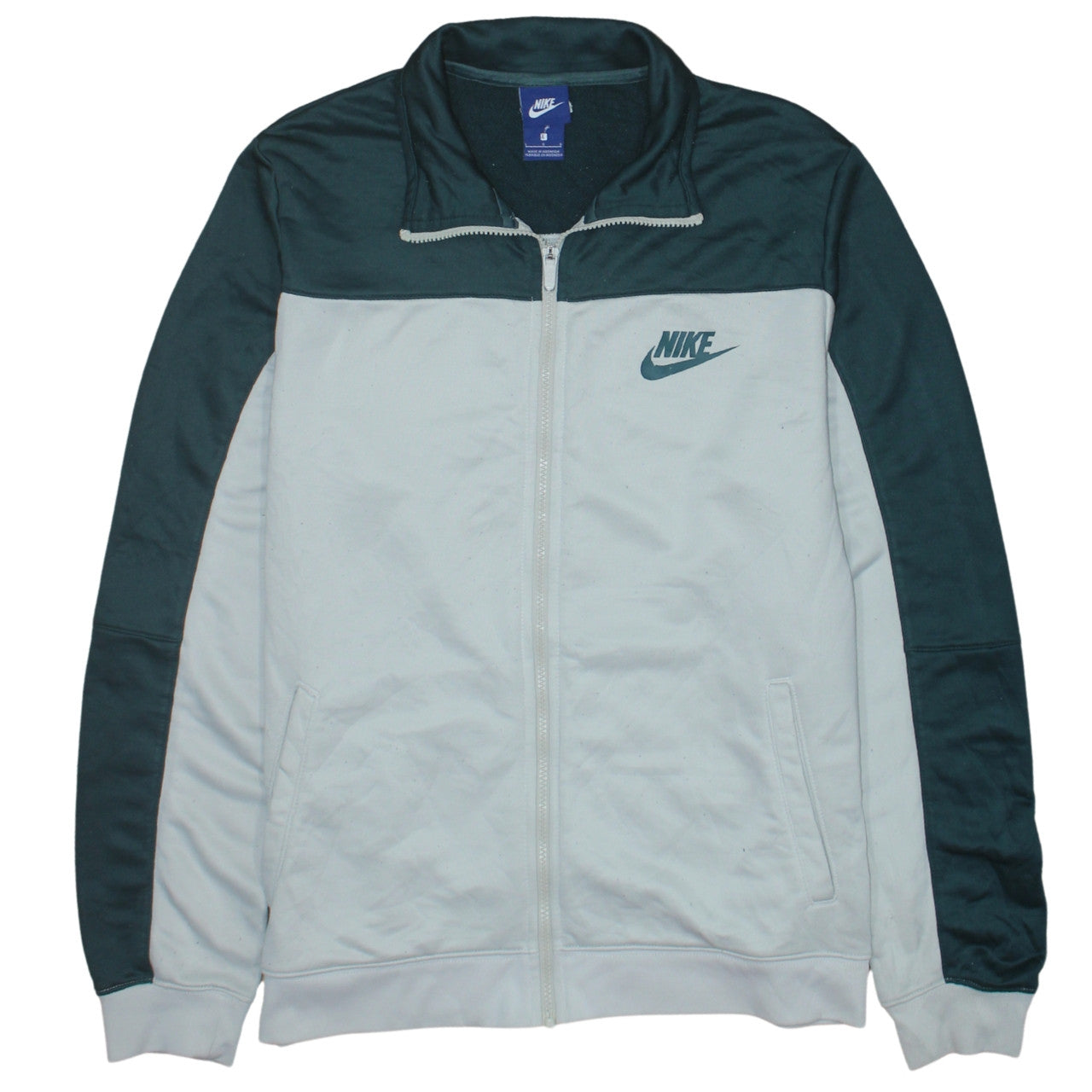 Nike Men's White Track Jacket L Full Zip Polyester Sportswear