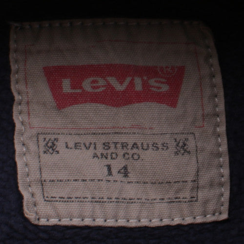 Levi's Boys Navy Blue Hoodie Pullover Size 14 Logo Cotton Sweatshirt