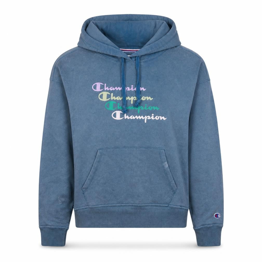 Champion Womens Blue Pullover Hoodie Small Graphic Print Casual