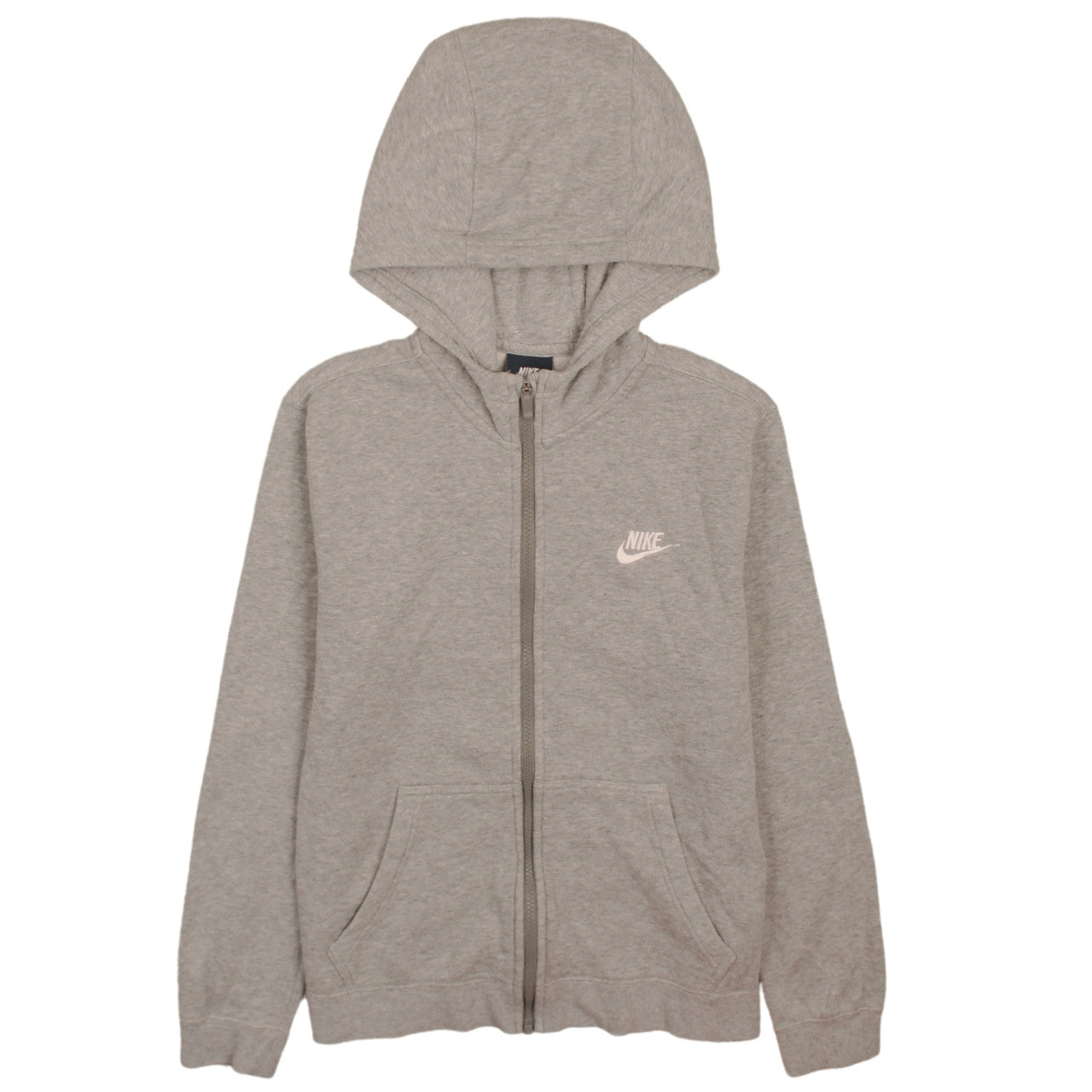 Nike Boys Grey Full Zip Hoodie 12-13 Years Regular Fit Logo Design