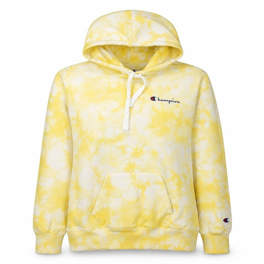 Champion Women's Yellow Tie-Dye Pullover Hoodie Small