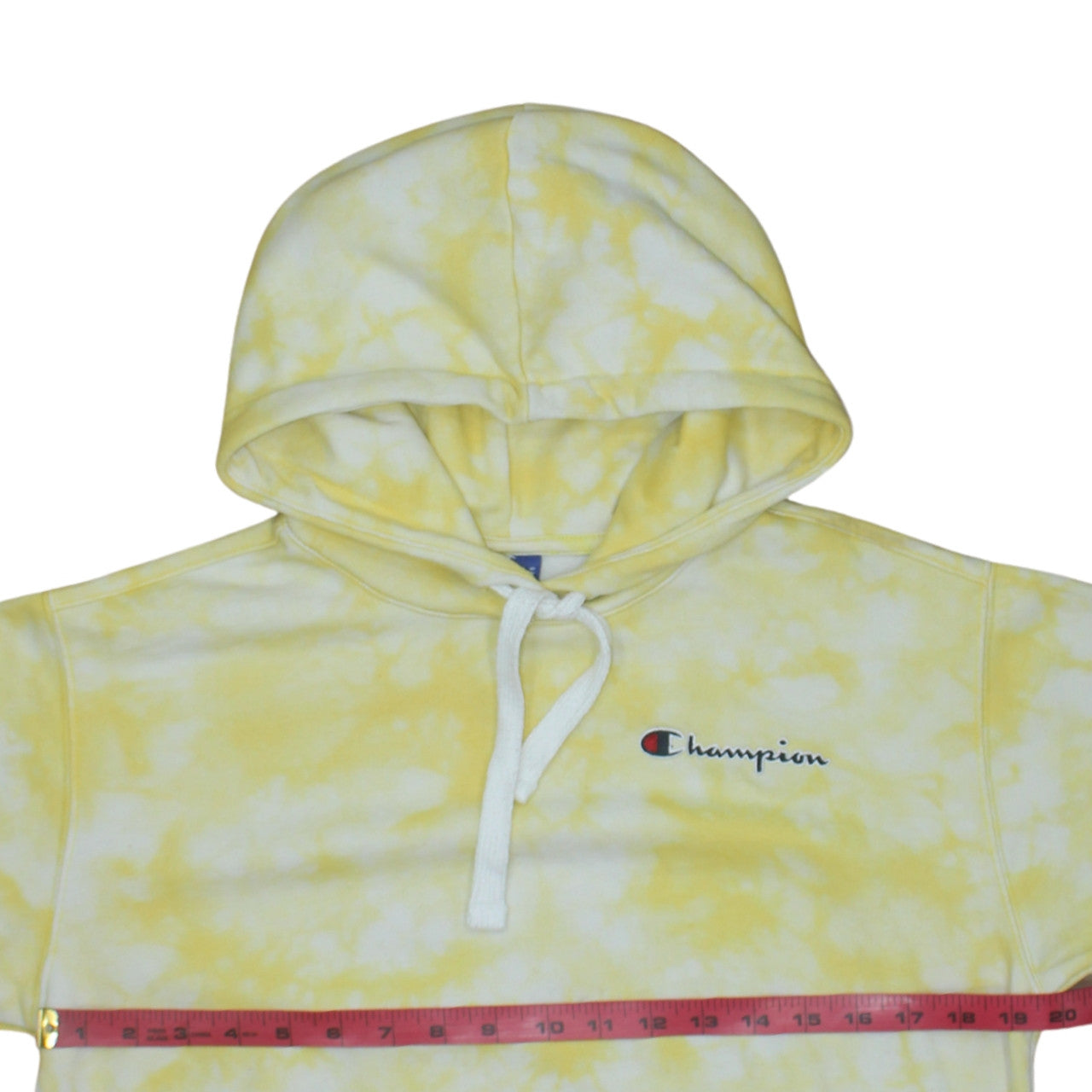 Champion Women's Yellow Tie-Dye Pullover Hoodie Small