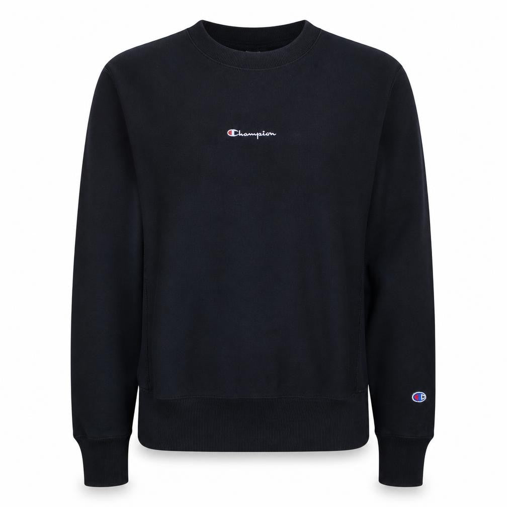 Champion Men's Black Small Reverse Weave Crew Neck Sweatshirt
