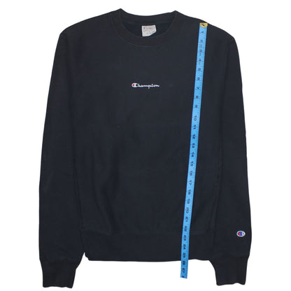 Champion Men's Black Small Reverse Weave Crew Neck Sweatshirt