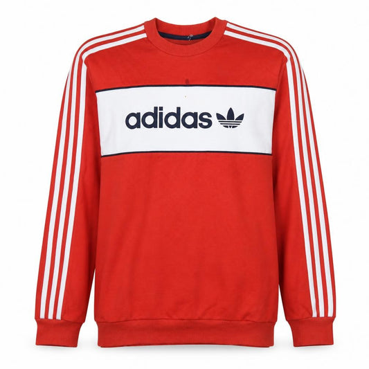 Adidas Mens Red Crew Neck Pullover Sweatshirt L Retro Logo