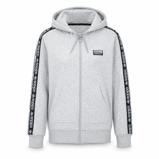 Adidas Womens Grey Full Zip Hoodie Size 8 Cotton Blend Hooded Sweatshirt