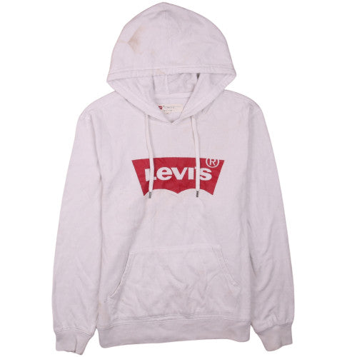 Levi's Womens White Pullover Hoodie M Graphic Logo Casual