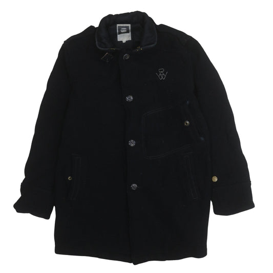 G-Star RAW Men's Black Wool Blend Overcoat L Regular