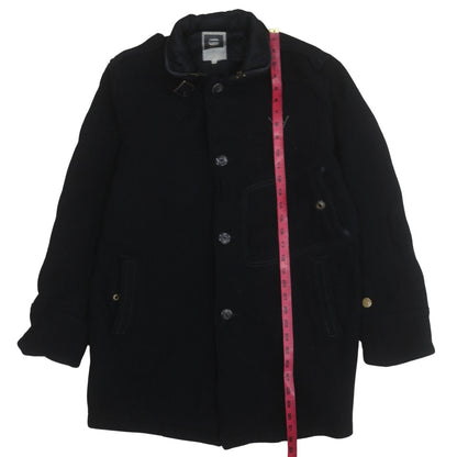 Close-up detail of G-Star RAW Men's Black Wool Blend Overcoat L Regular