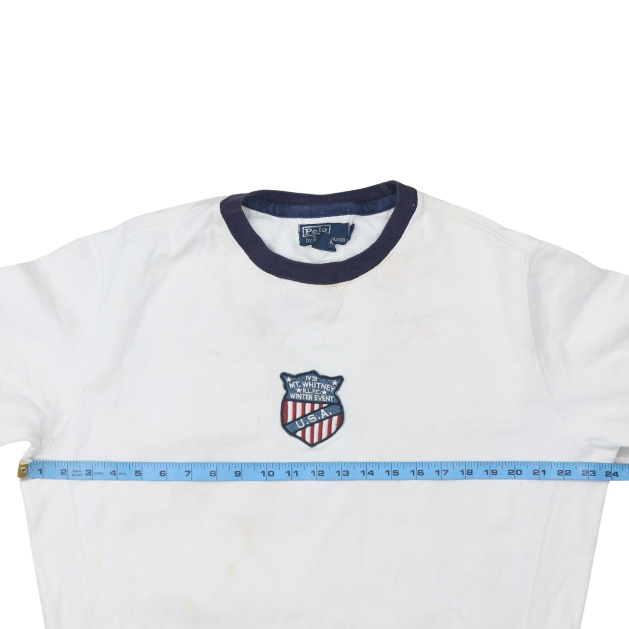 Polo Ralph Lauren Womens White Navy Crew Neck Sweatshirt Size M