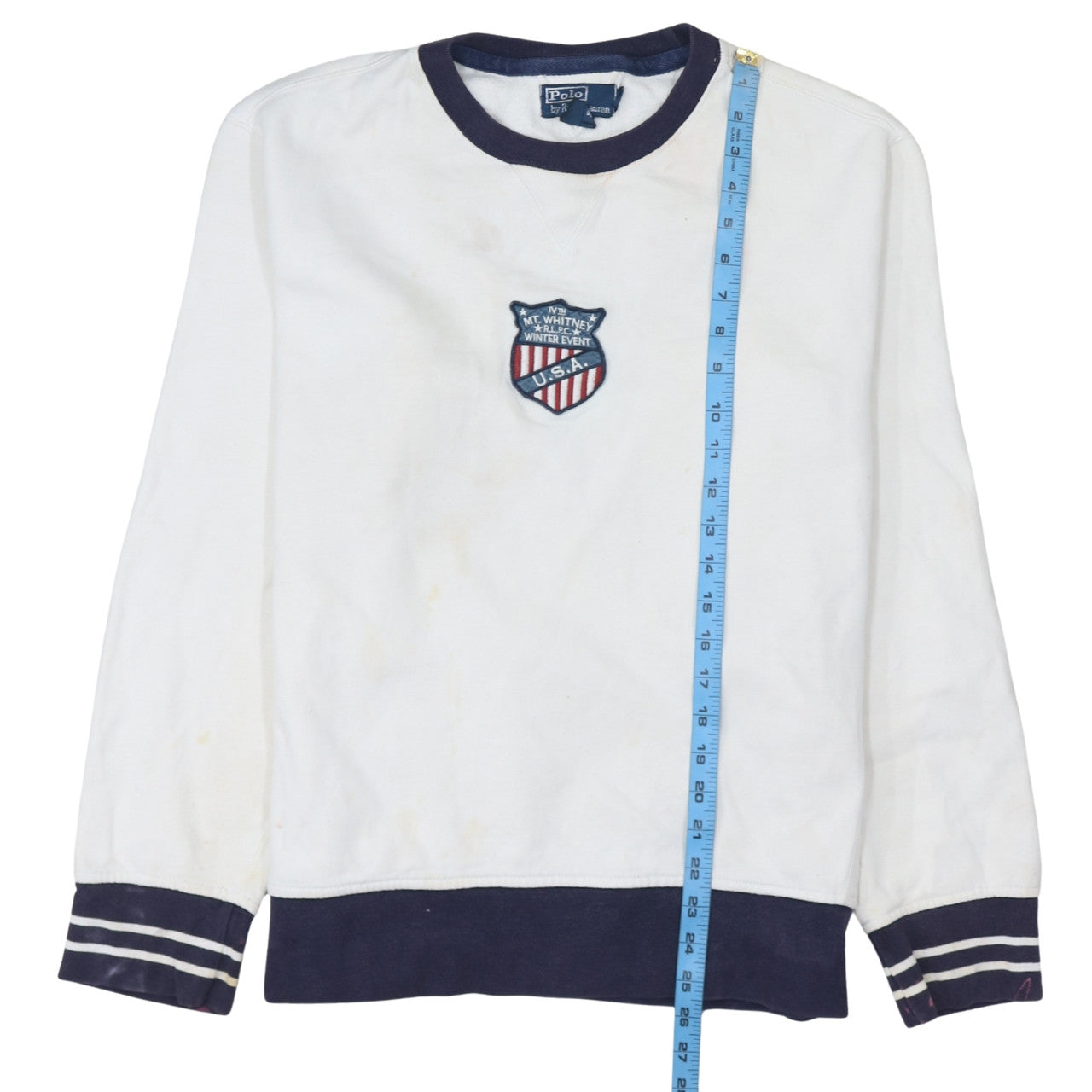 Polo Ralph Lauren Womens White Navy Crew Neck Sweatshirt Size M