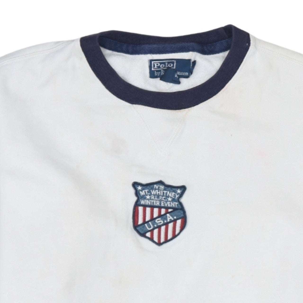 Polo Ralph Lauren Womens White Navy Crew Neck Sweatshirt Size M