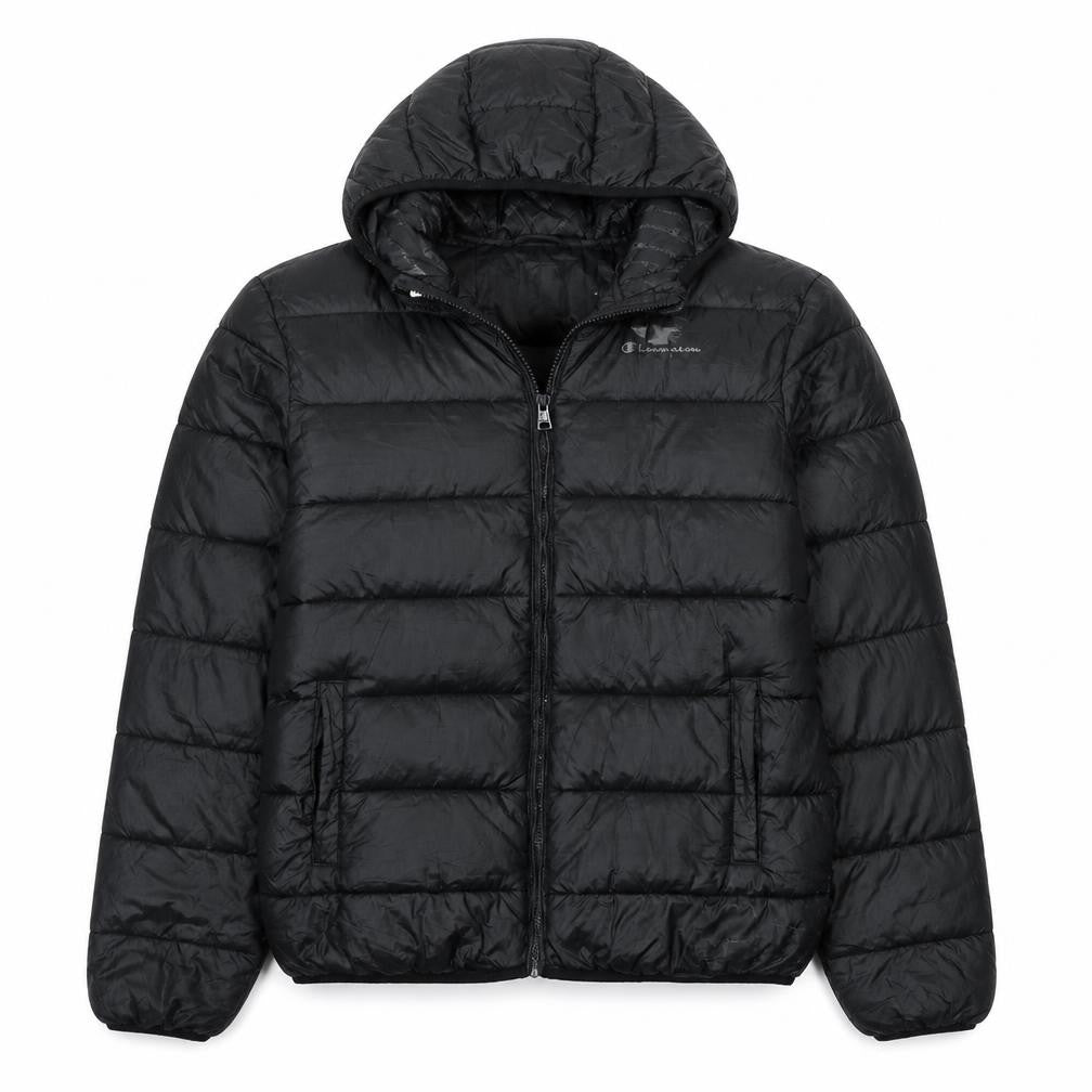 Champion Men's Black 2XL Hooded Puffer Jacket Full Zip Winter Coat