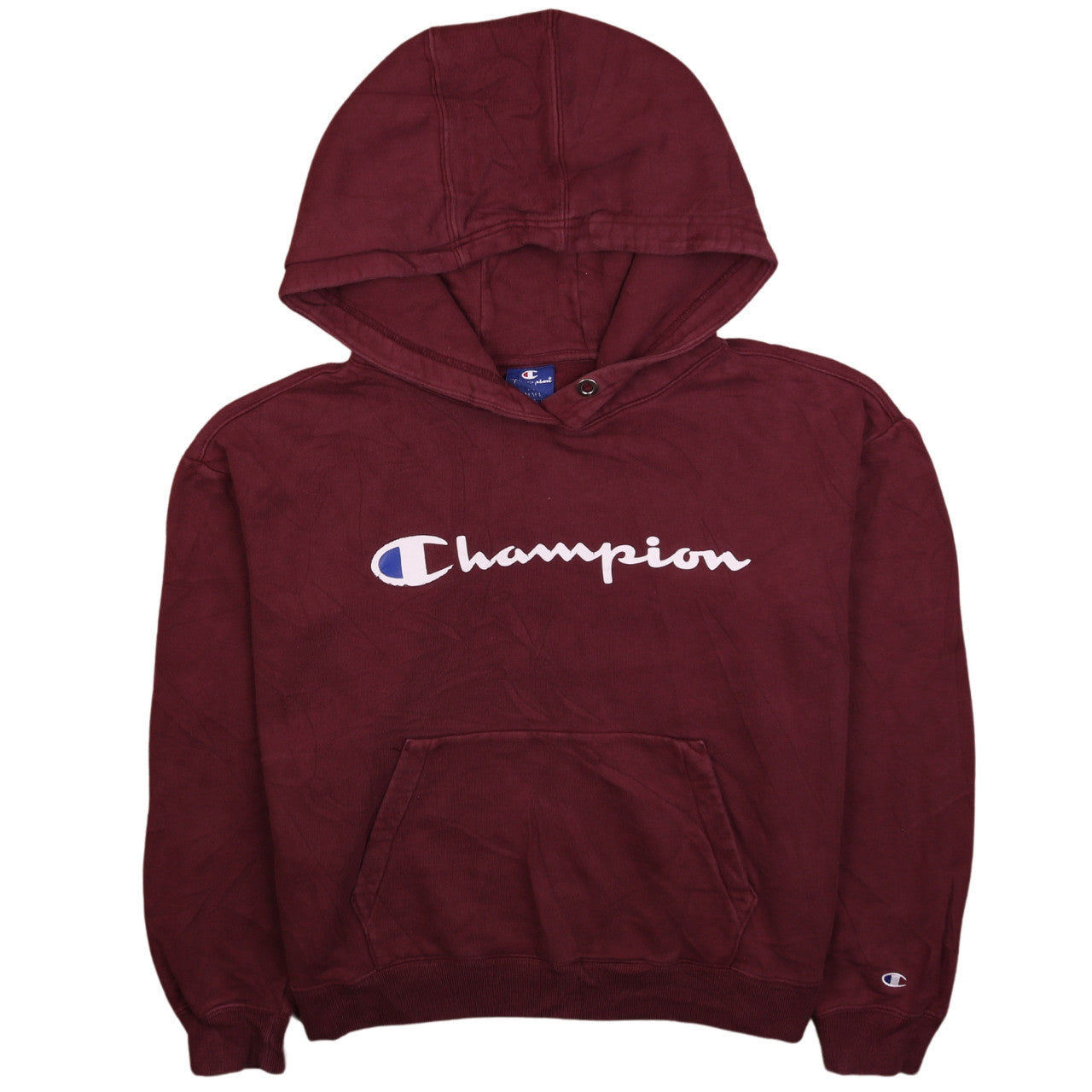 Champion Mens Red Pullover Hoodie Small Graphic Logo Fleece