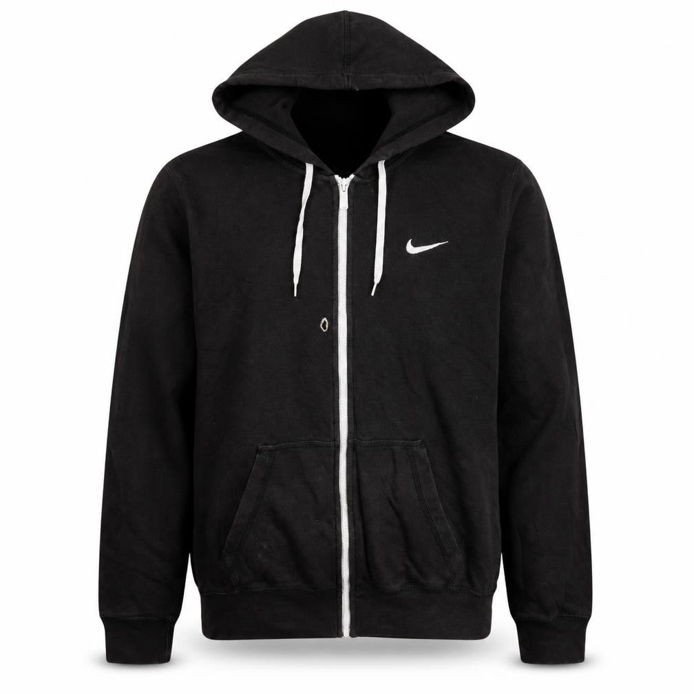 Nike Men's Black XL Full Zip Hoodie with Logo and Drawstring