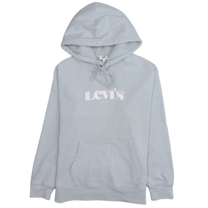 Levi's Women's Light Blue Pullover Hoodie Size S Cotton Logo Sweatshirt