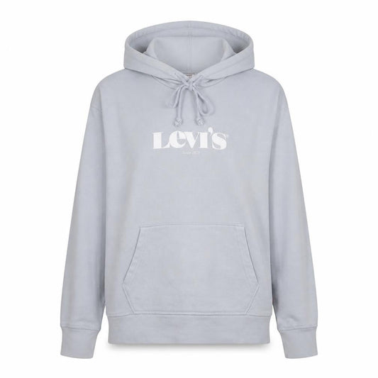 Levi's Women's Light Blue Pullover Hoodie Size S Cotton Logo Sweatshirt
