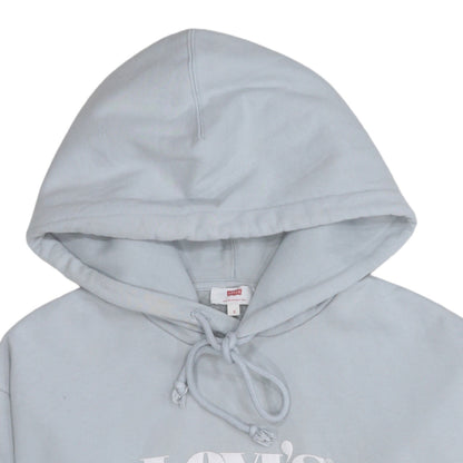 Levi's Women's Light Blue Pullover Hoodie Size S Cotton Logo Sweatshirt