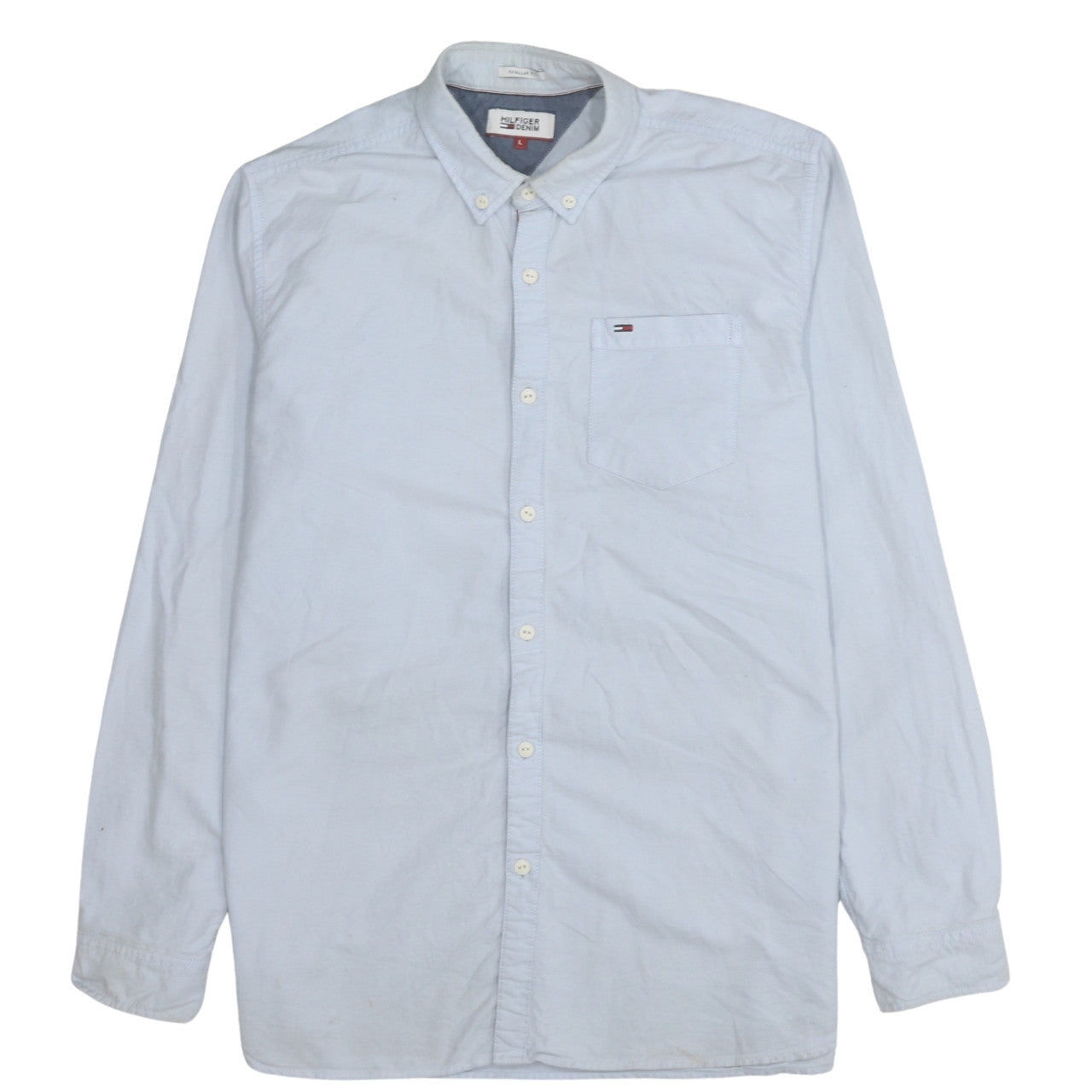Hilfiger Denim Men's Blue Button-Down Casual Shirt L Regular Fit