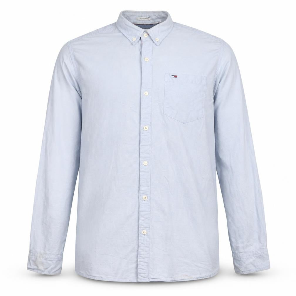 Hilfiger Denim Men's Blue Button-Down Casual Shirt L Regular Fit