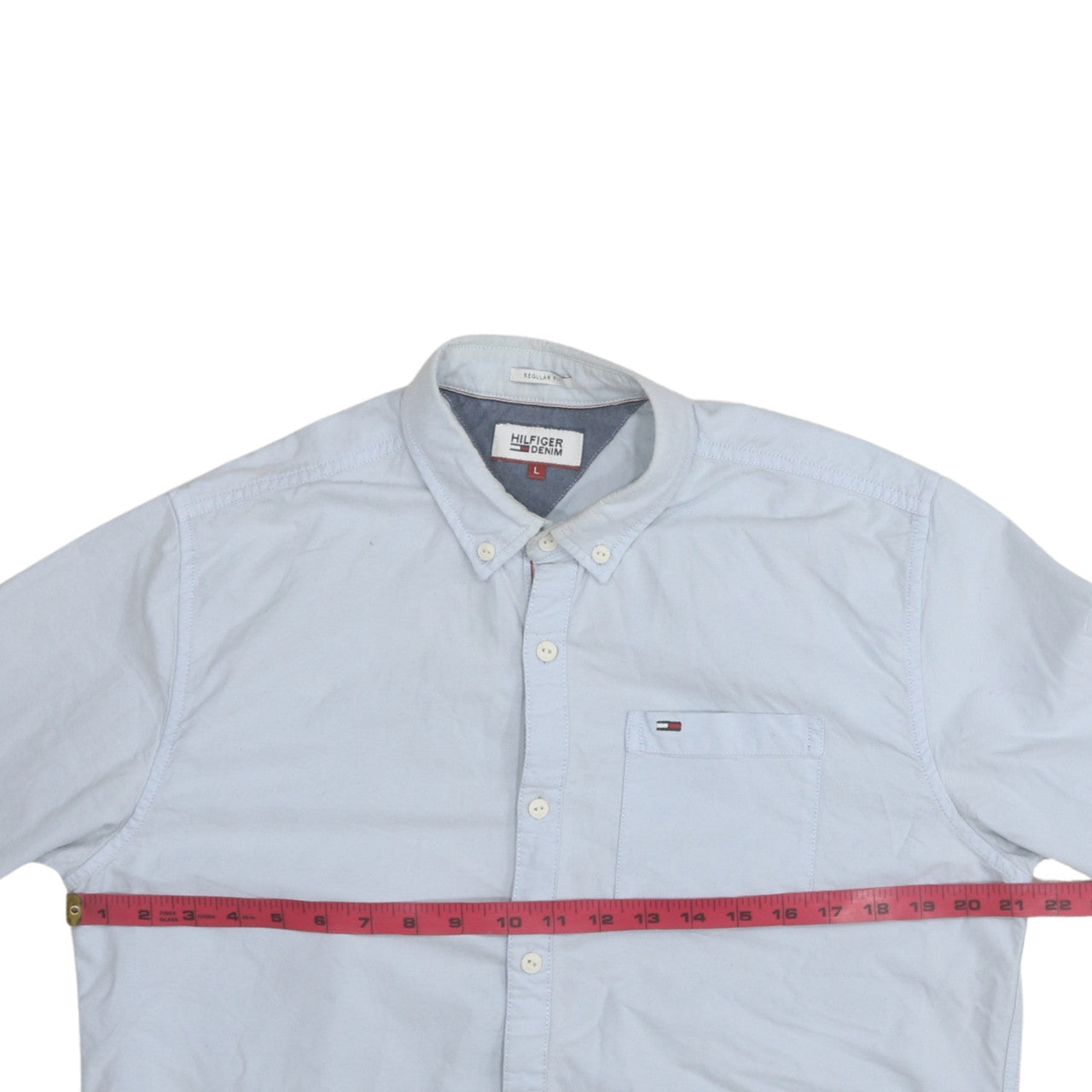 Hilfiger Denim Men's Blue Button-Down Casual Shirt L Regular Fit