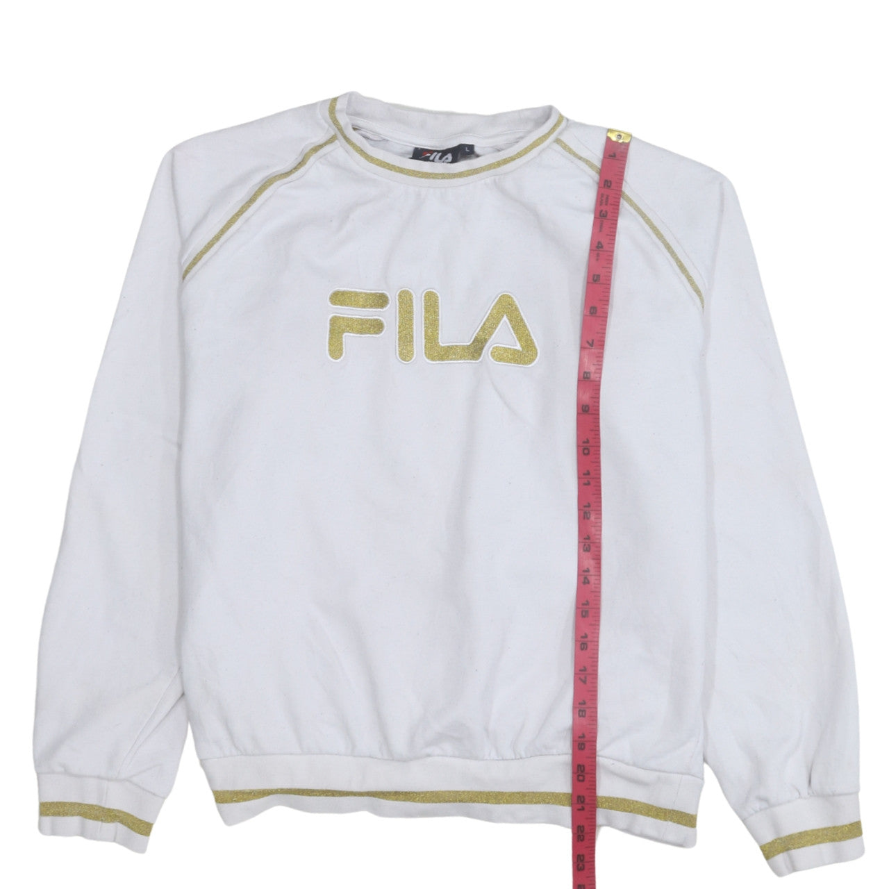 Fila Womens White Gold Logo Pullover Sweatshirt L