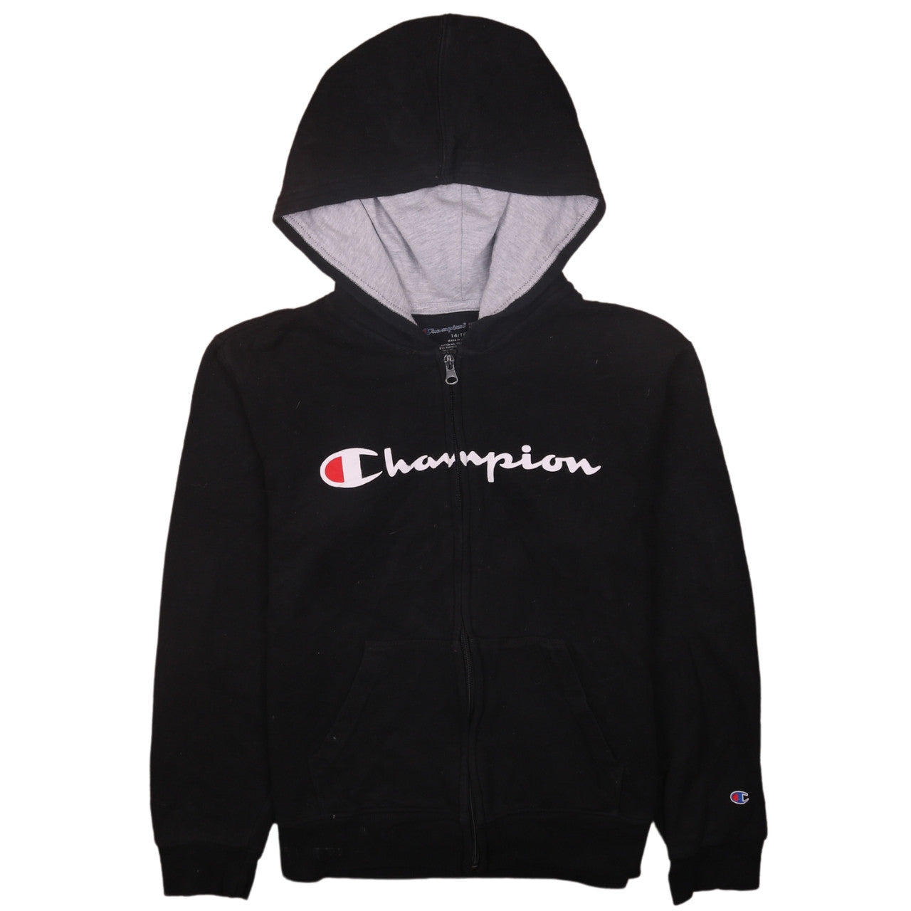 Champion Boys Black Full Zip Hoodie 14-16 Years Cotton Blend Athleticwear