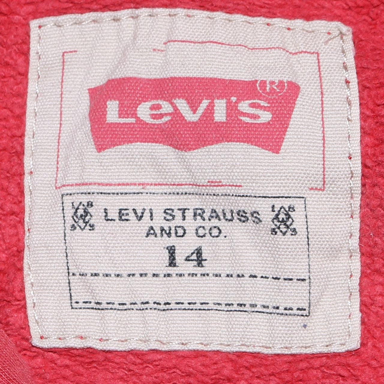 Levi's Boys Red Logo Pullover Hoodie Size 14 Cotton Fleece Casual