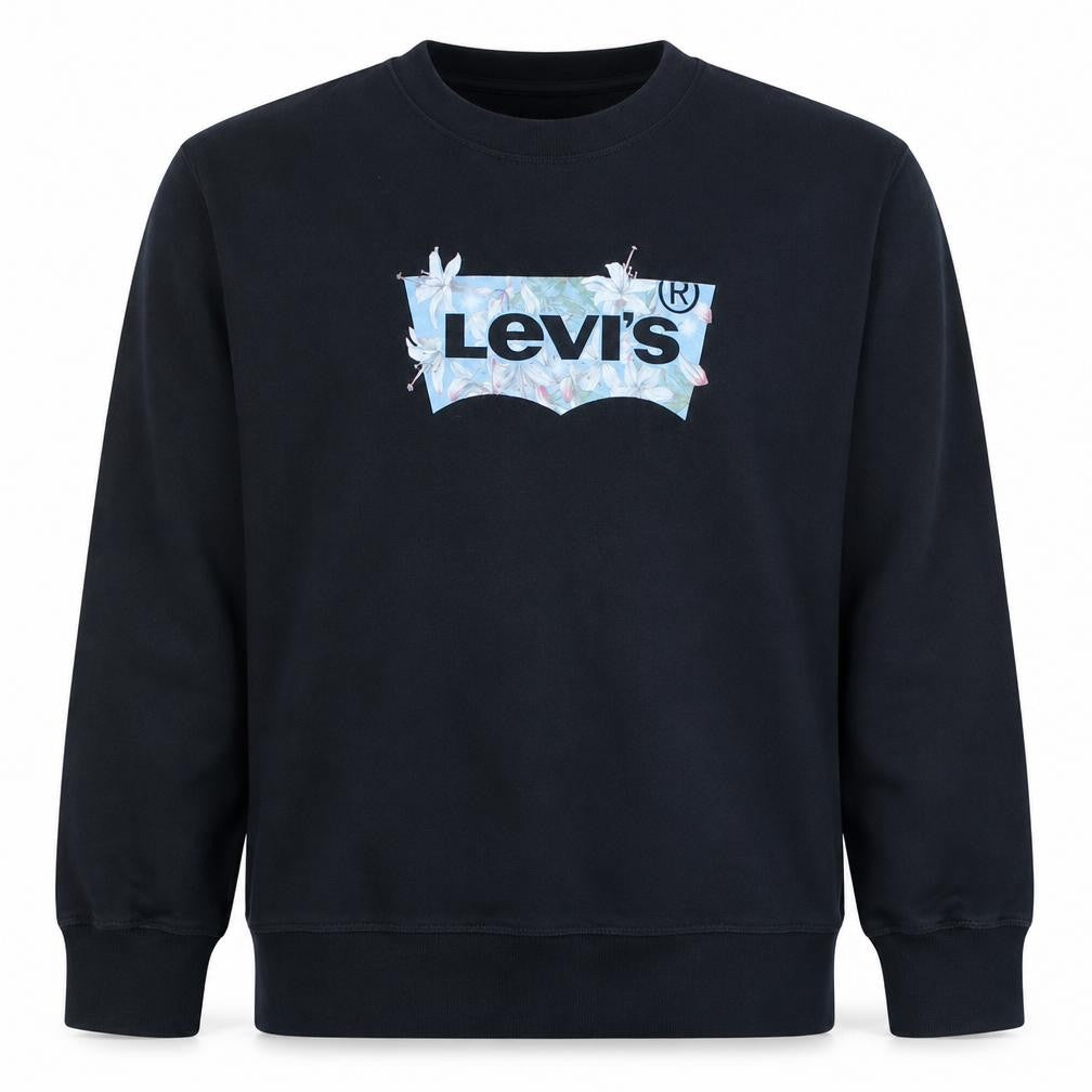 Levi's Men's Black Floral Logo Crew Neck Sweatshirt Size S