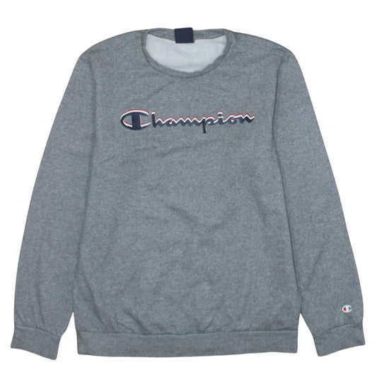 Champion Boys Grey Logo Pullover Sweatshirt XL 13-14 Years Fleece Crew Neck