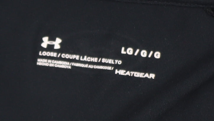 Under Armour Boys Black L Long Sleeve 1/4 Zip Track Jacket HeatGear