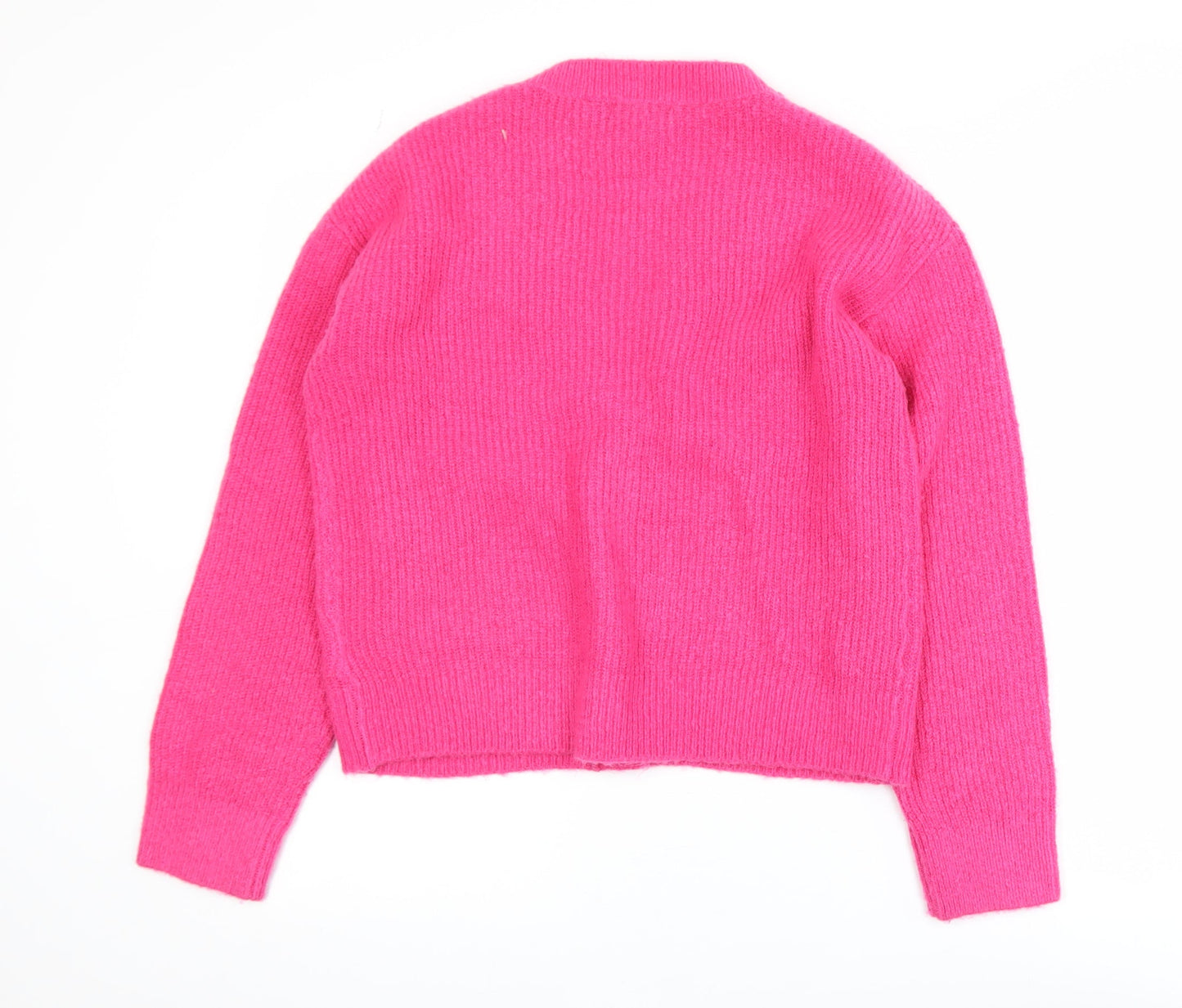 Brave Soul Womens Pink XS Cardigan V-Neck Acrylic Blend Knit