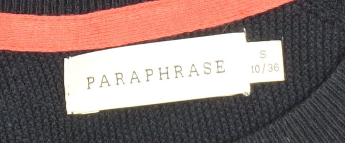 Paraphrase Women’s Black Wool Cotton Knit Jumper Dress Size 10