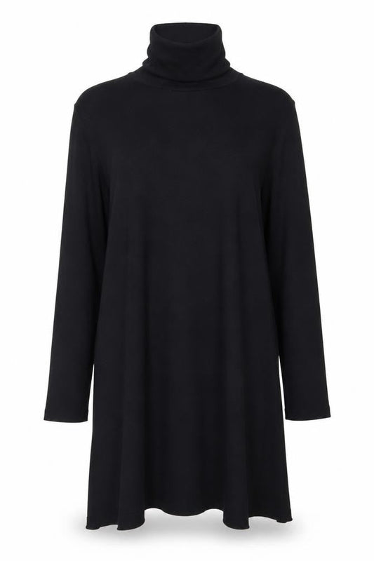 ASOS Women Black Size 12 Knit Roll Neck Long Sleeve Shift Dress