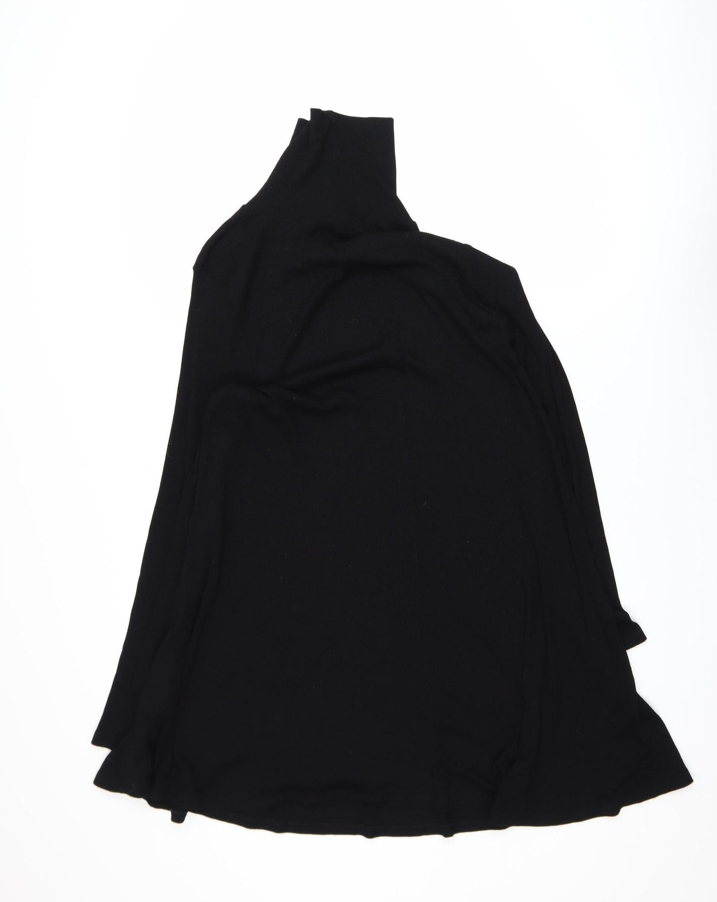 ASOS Women Black Size 12 Knit Roll Neck Long Sleeve Shift Dress