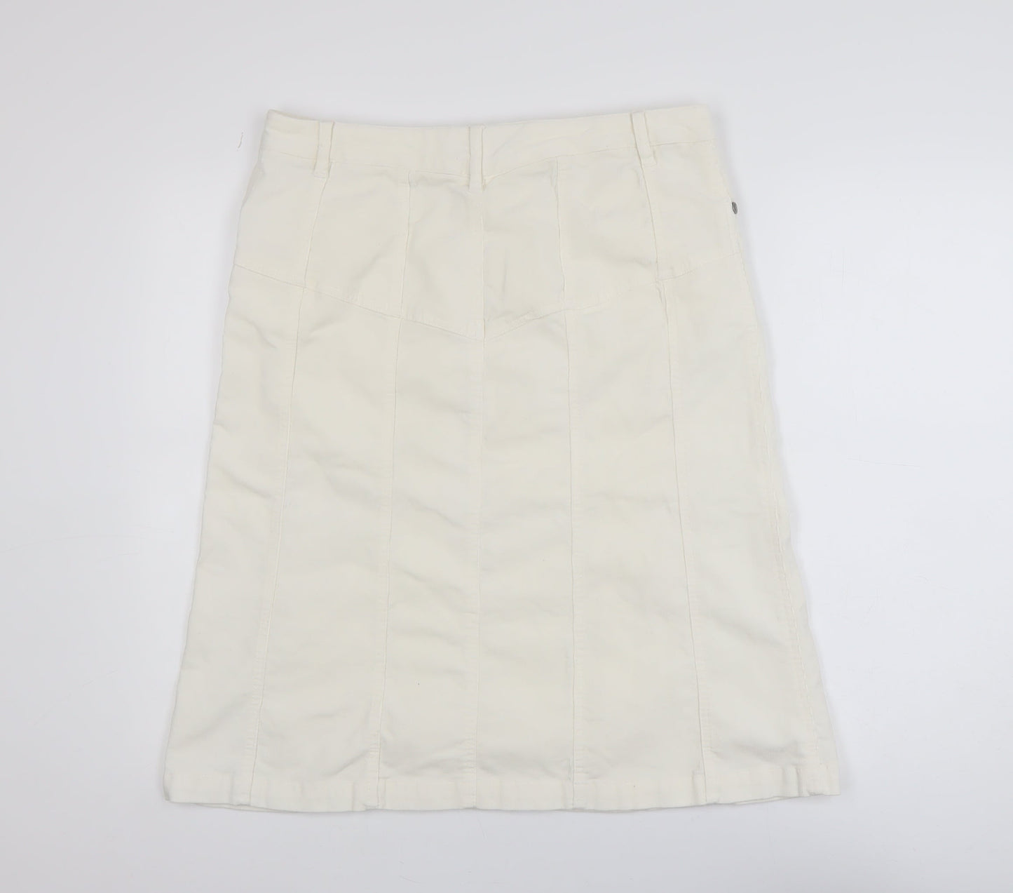 b.young Women Ivory A-Line Stretch Cotton Knee Length Skirt Size 14