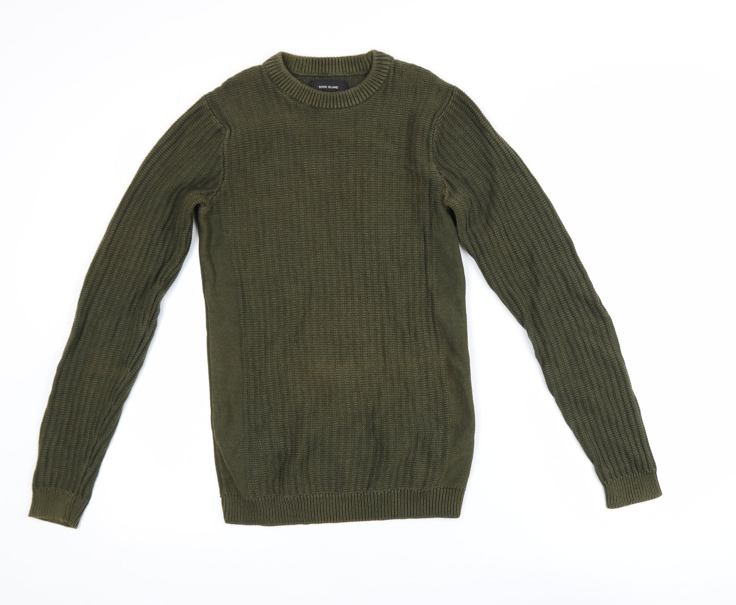 River Island Womens Khaki Green XXS Cable-Knit Jumper
