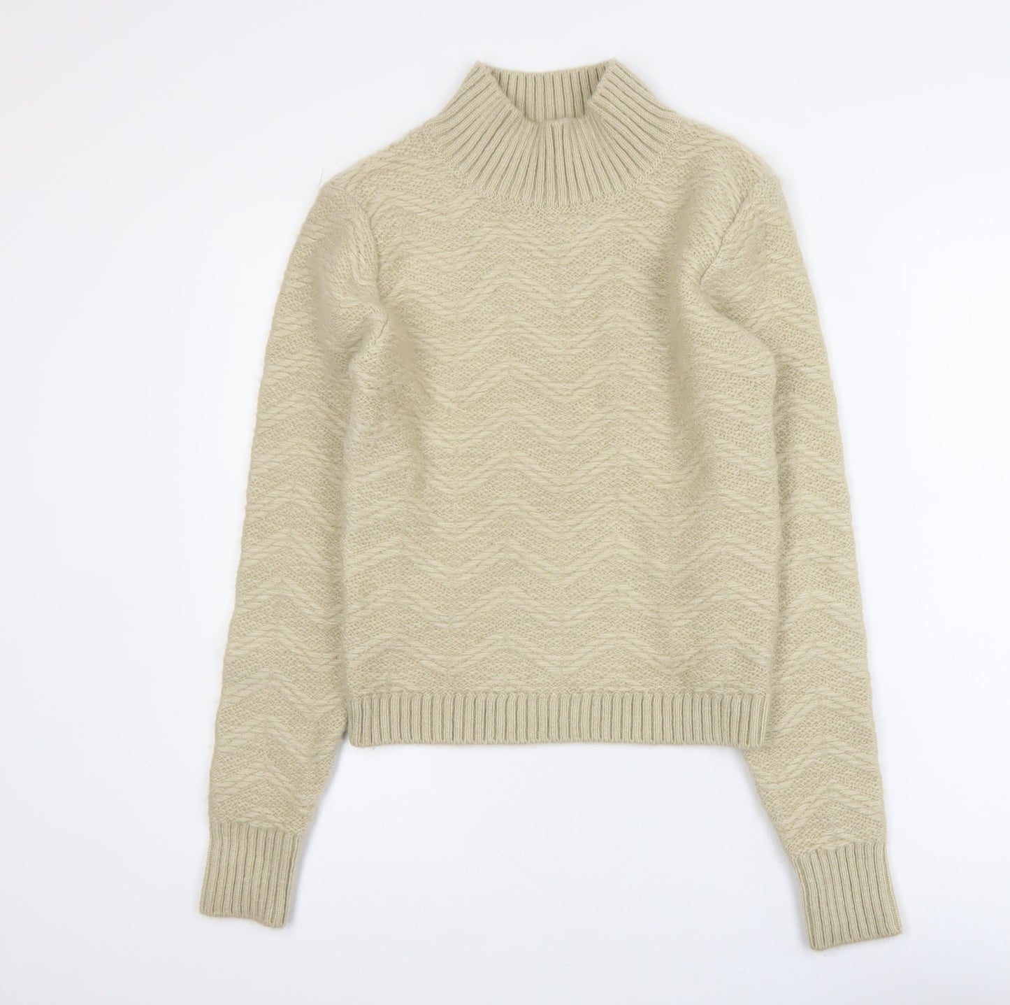 Lipsy London Womens Beige Mock Neck Long Sleeve Jumper UK 10